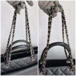 Chanel 2Way-bag Black Grained Calfskin with Silver Hardware #RRTE-1 - Image 21