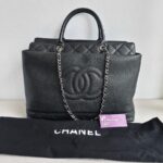 Chanel 2Way-bag Black Grained Calfskin with Silver Hardware #RRTE-1 - Image 2