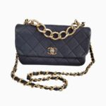 Chanel 2way Flap Bag Black Lambskin with Gold Hardware #RRUS-1