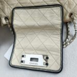 Chanel East West Accordion Flap Bag Cream Calfskin with Silver Hardware #RRER-8 - Image 3