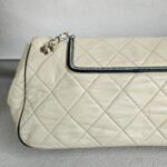 Chanel East West Accordion Flap Bag Cream Calfskin with Silver Hardware #RRER-8 - Image 4