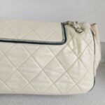 Chanel East West Accordion Flap Bag Cream Calfskin with Silver Hardware #RRER-8 - Image 5