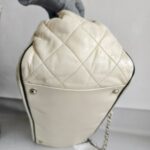 Chanel East West Accordion Flap Bag Cream Calfskin with Silver Hardware #RRER-8 - Image 7