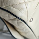 Chanel East West Accordion Flap Bag Cream Calfskin with Silver Hardware #RRER-8 - Image 15