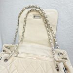 Chanel East West Accordion Flap Bag Cream Calfskin with Silver Hardware #RRER-8 - Image 20