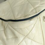 Chanel East West Accordion Flap Bag Cream Calfskin with Silver Hardware #RRER-8 - Image 14