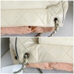 Chanel East West Accordion Flap Bag Cream Calfskin with Silver Hardware #RRER-8 - Image 19