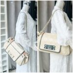 Chanel East West Accordion Flap Bag Cream Calfskin with Silver Hardware #RRER-8 - Image 28