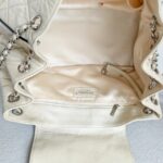 Chanel East West Accordion Flap Bag Cream Calfskin with Silver Hardware #RRER-8 - Image 26