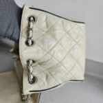 Chanel East West Accordion Flap Bag Cream Calfskin with Silver Hardware #RRER-8 - Image 9