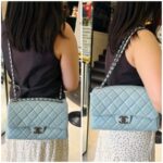 Chanel Flap Bag Light Blue Aged Calfskin with Ruthenium Hardware #RRSK-1 - Image 36