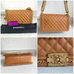 Chanel Medium Boy 25cm Brown Grained Calfskin with Gold Hardware #RRSC-1 - Image 2