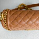 Chanel Medium Boy 25cm Brown Grained Calfskin with Gold Hardware #RRSC-1 - Image 11