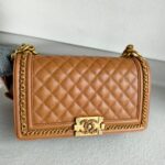 Chanel Medium Boy 25cm Brown Grained Calfskin with Gold Hardware #RRSC-1 - Image 3