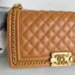 Chanel Medium Boy 25cm Brown Grained Calfskin with Gold Hardware #RRSC-1 - Image 4