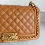Chanel Medium Boy 25cm Brown Grained Calfskin with Gold Hardware #RRSC-1 - Image 5