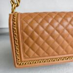 Chanel Medium Boy 25cm Brown Grained Calfskin with Gold Hardware #RRSC-1 - Image 6