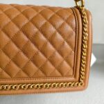 Chanel Medium Boy 25cm Brown Grained Calfskin with Gold Hardware #RRSC-1 - Image 7