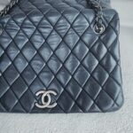 Chanel Shoulder Flap Bag Navy Blue Lambskin with Ruthenium Hardware #RRSY-1 - Image 4