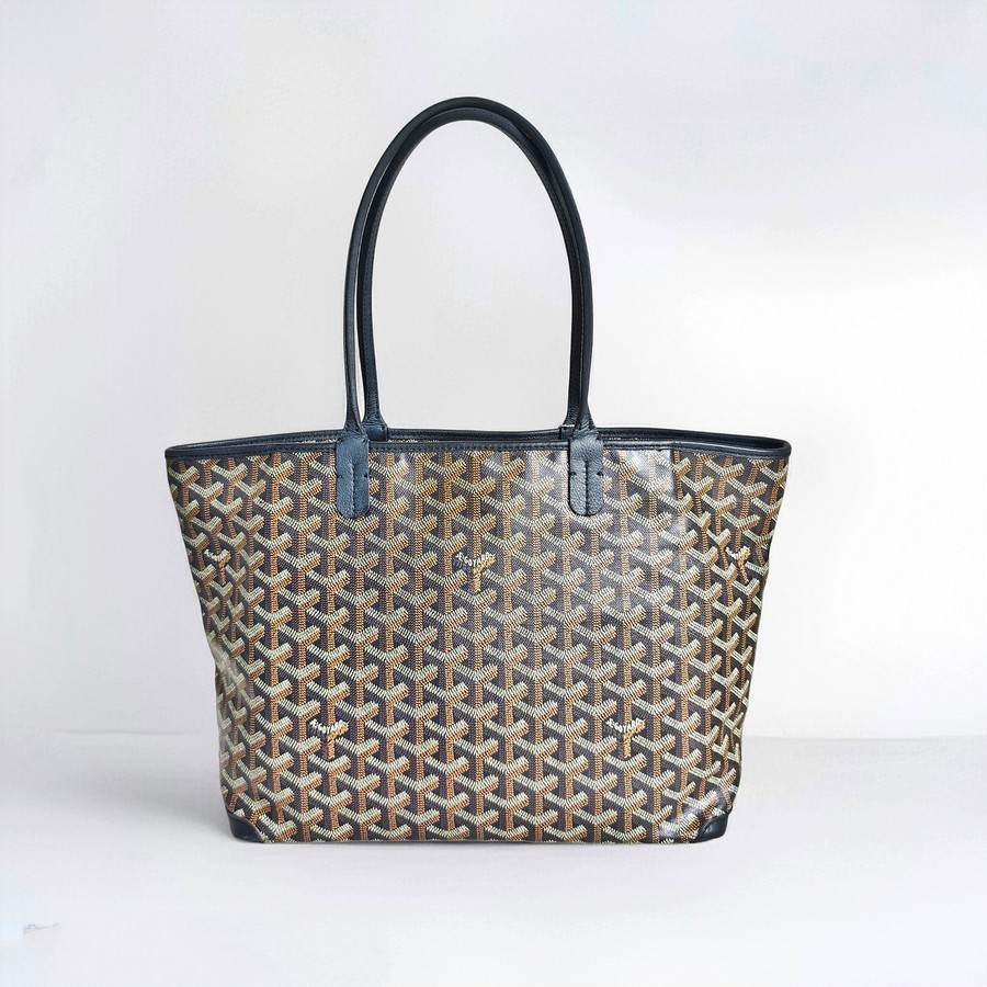 Goyard Artois PM Black Goyardine Canvas/Chevroches Calfskin with Silver Hardware #RROO-1