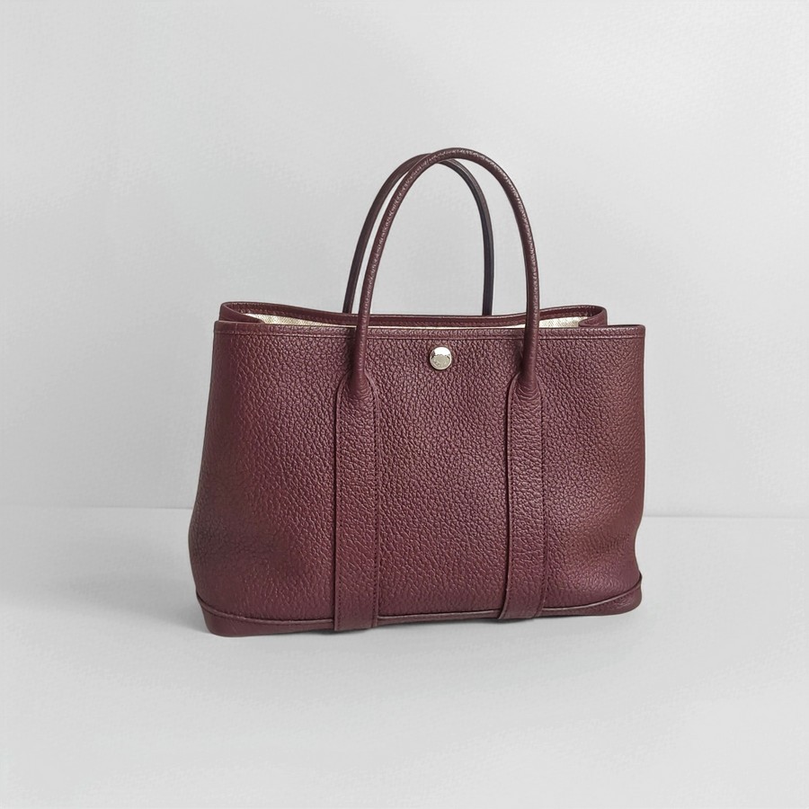 Hermes Garden Party 30cm Maroon Leather with Palladium Hardware #GUULT-1