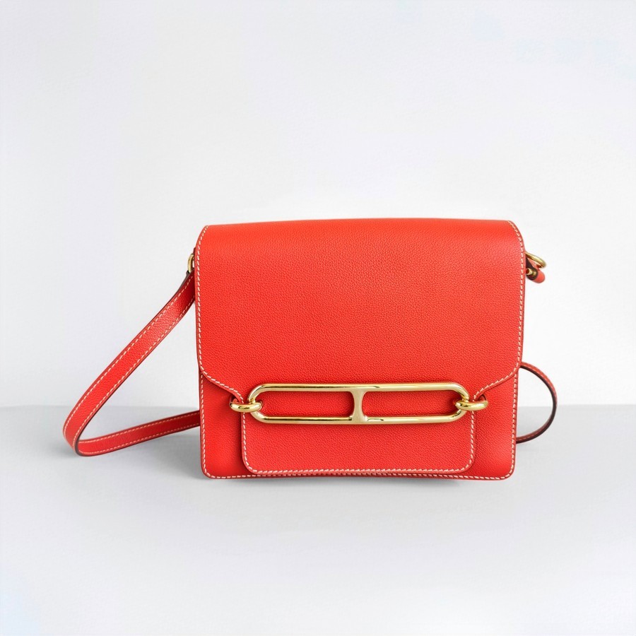 Hermes Roulis 23cm Sanguine Evercolor Leather with Gold-Plated Hardware #RRKT-1