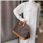 LV Alma Voyage MM Bag Brown Monogram Coated Canvas with Leather and Gold Hardware #ROYE-3 - Image 35