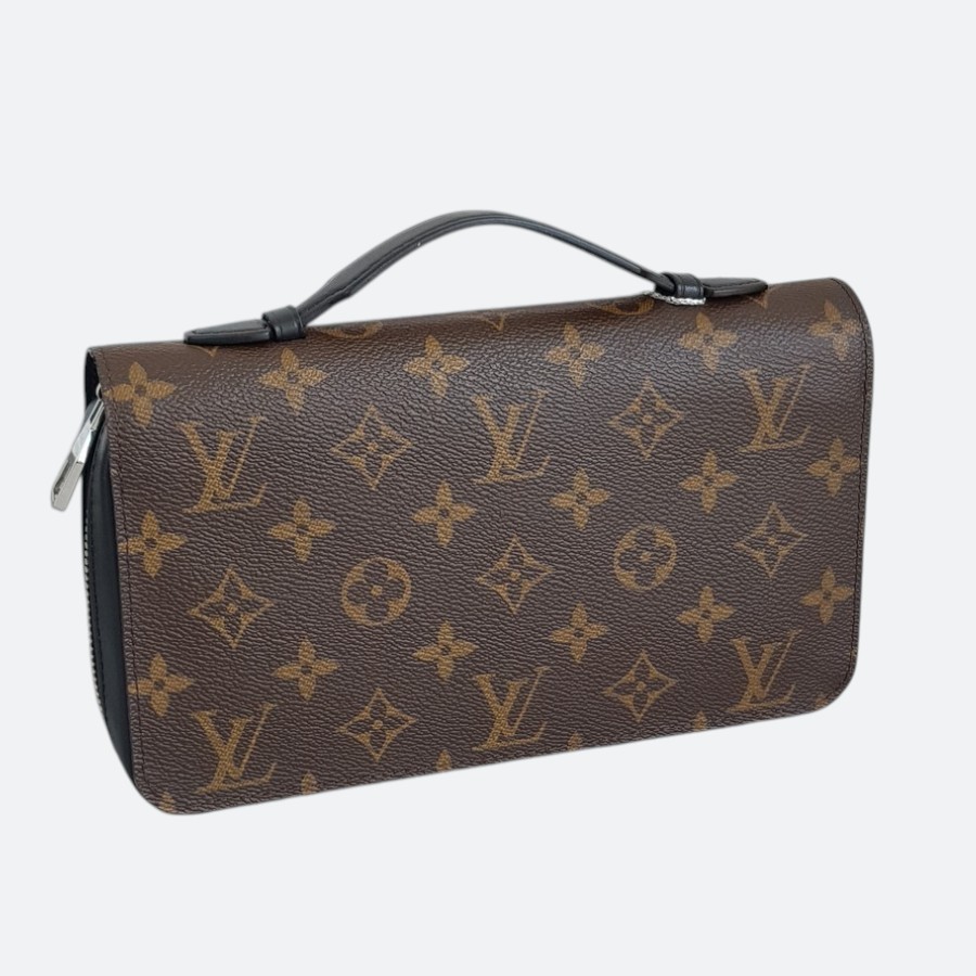LV Zippy XL Wallet Brown Monogram Macassar Coated Canvas with Leather and Silver Hardware #RCRE-2