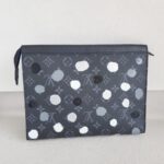 LV x Yayoi Kusama Pochette Voyage Monogram Eclipse Coated Canvas with Leather and Silver Hardware #RCOE-2 - Image 3