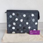 LV x Yayoi Kusama Pochette Voyage Monogram Eclipse Coated Canvas with Leather and Silver Hardware #RCOE-2 - Image 2
