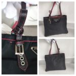 Prada Tote Black Nylon with Leather and Silver Hardware Bag #RRRR-1 - Image 12