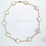 Van Cleef & Arpels Vintage Alhambra 10-motif Necklace 18k Yellow Gold and Mother-Of-Pearl #RRSL-1