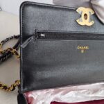 Chanel 19 WOC Wallet On Chain Black Lambskin with Gold/Ruthenium Hardware #GUUKS-1 - Image 16