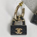 Chanel Black Quilted Bag Drop Earrings #GUUYR-9 - Image 5