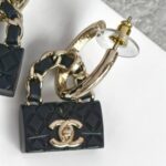 Chanel Black Quilted Bag Drop Earrings #GUUYR-9 - Image 4