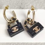 Chanel Black Quilted Bag Drop Earrings #GUUYR-9 - Image 8