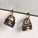 Chanel Black Quilted Bag Drop Earrings #GUUYR-9 - Image 3