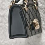 Chanel Black Quilted Bag Drop Necklace #GUUYR-10 - Image 5