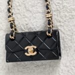 Chanel Black Quilted Bag Drop Necklace #GUUYR-10 - Image 3