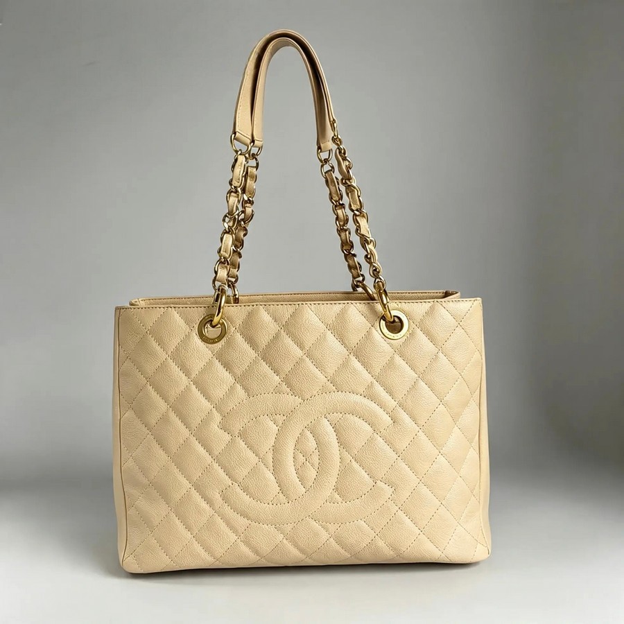Chanel GST Beige Grained Calfskin with Gold Hardware #GUUUK-2