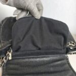 Chanel Halfmoon Flap Bag Black Grained Calfskin with Silver Hardware #GUUKE-1 - Image 19