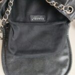 Chanel Halfmoon Flap Bag Black Grained Calfskin with Silver Hardware #GUUKE-1 - Image 20