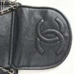Chanel Halfmoon Flap Bag Black Grained Calfskin with Silver Hardware #GUUKE-1 - Image 3
