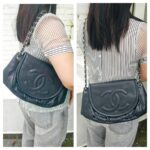 Chanel Halfmoon Flap Bag Black Grained Calfskin with Silver Hardware #GUUKE-1 - Image 2