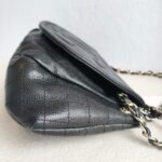 Chanel Halfmoon Flap Bag Black Grained Calfskin with Silver Hardware #GUUKE-1 - Image 8