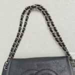 Chanel Halfmoon Flap Bag Black Grained Calfskin with Silver Hardware #GUUKE-1 - Image 13