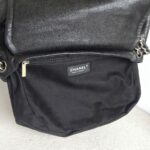 Chanel Halfmoon Flap Bag Black Grained Calfskin with Silver Hardware #GUUKE-1 - Image 23