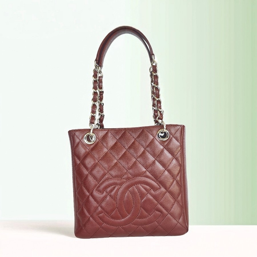Chanel PST Maroon Grained Calfskin with Silver Hardware #GUUSU-2