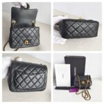 Chanel Pearl Crush Mini Square Flap Black Lambskin with Gold Hardware #GUUYR-1 - Image 2