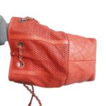 Chanel Shoulder Bag Coral Orange Perforated Calfskin with Silver Hardware #RTRU-1 - Image 9